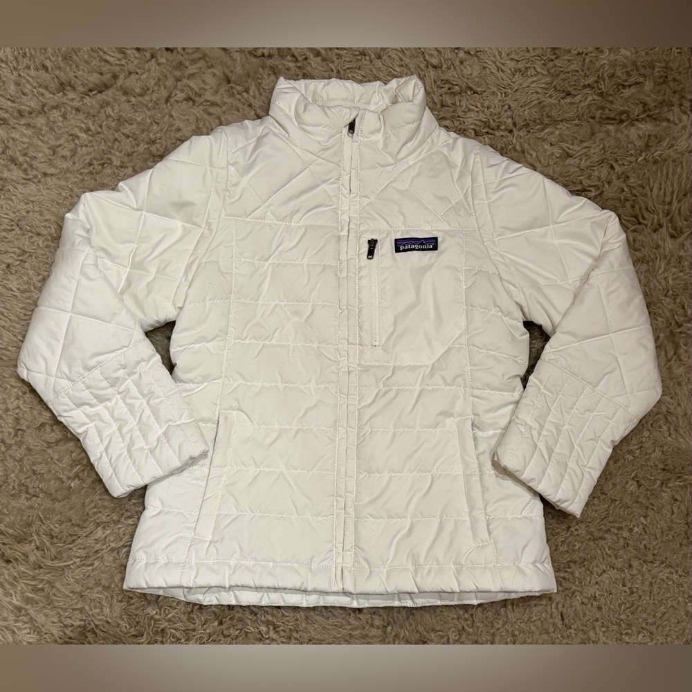 Patagonia youth 7-8 White Quilted Jacket Coat